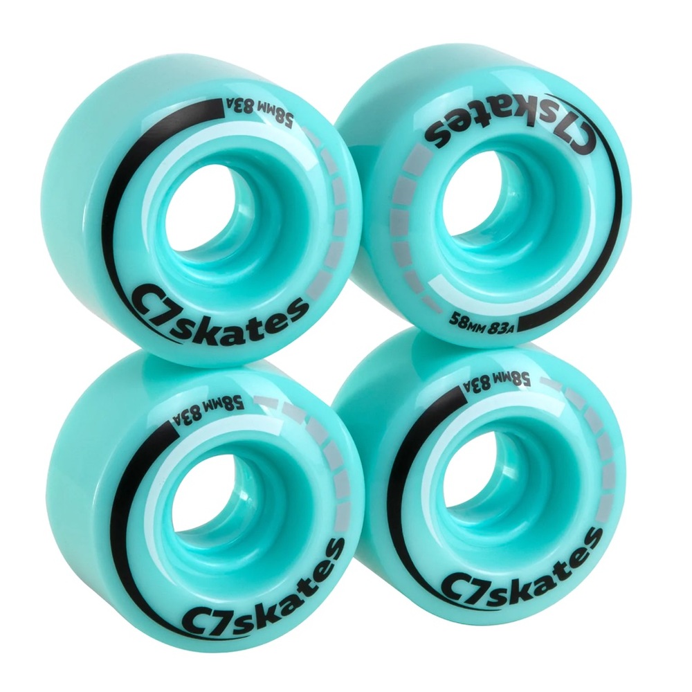 New C7skates 58mm PU83A Quad Teal Roller Skate Wheels (Aquamarine, Set of 4)